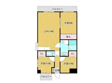 リアライズ到津(3LDK/3階)の間取り写真