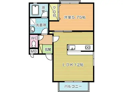 アールエムハイツ I(1LDK/2階)の間取り写真