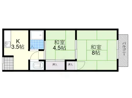 ビスタ安立(2K/1階)の間取り写真