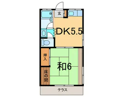 東急田園都市線 宮崎台駅 徒歩10分 2階建 築48年(1DK/1階)の間取り写真