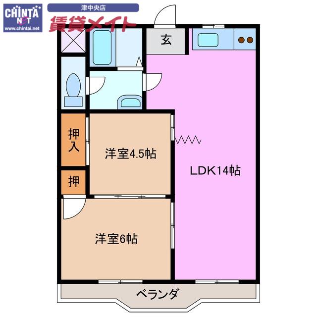ガーデンヒルズ2号館(2LDK/3階)の間取り写真