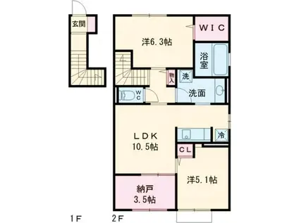 プリフォーレ武雄(2LDK/2階)の間取り写真