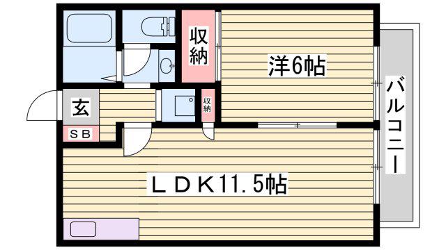 リヴェール山吹(1LDK/2階)の間取り写真