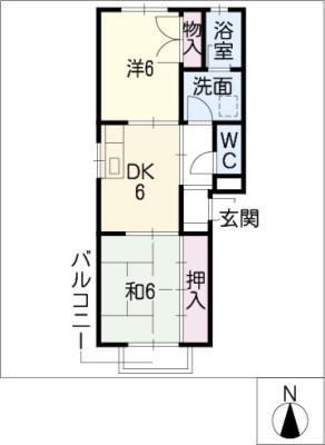 第2佐藤ハイツ(2DK/2階)の間取り写真
