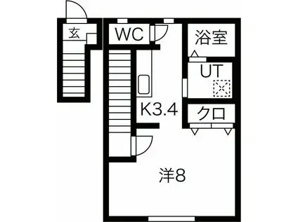 ブルック北上I(1K/2階)の間取り写真