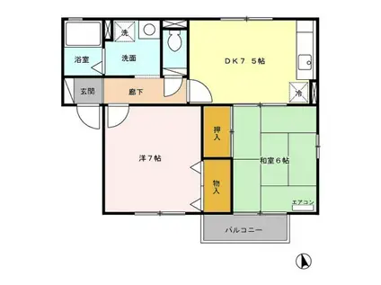 サニーホームズYAKENO(2DK/2階)の間取り写真