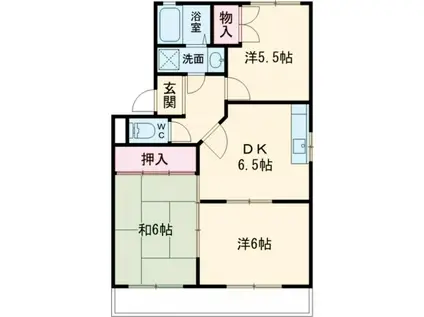 ヴェルデ・ジャルディーノA(3DK/2階)の間取り写真