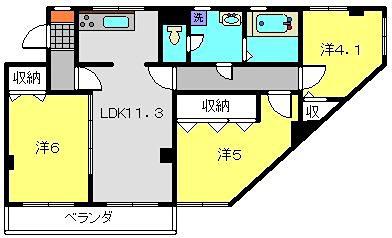 日吉スカイハイツ(3LDK/2階)の間取り写真