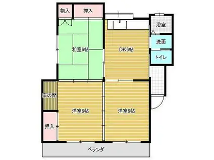 国府レジデンス(3DK/2階)の間取り写真