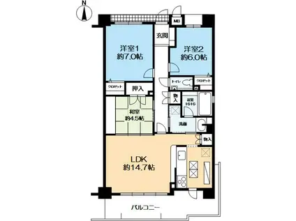 アルファステイツ仁川駅前(3LDK/3階)の間取り写真