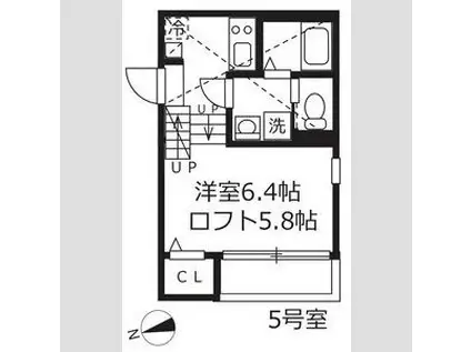 ハーモニーテラス大杉町II(1K/2階)の間取り写真