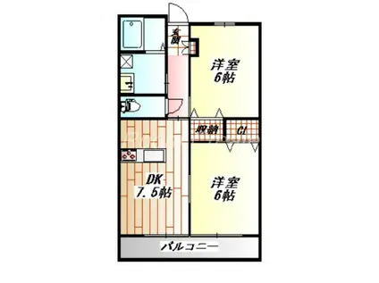 コーポT&Y(2DK/1階)の間取り写真