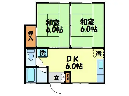 ビスカバレンシア愛宕(2DK/2階)の間取り写真