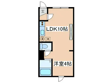 パークサイド廉(1LDK/1階)の間取り写真