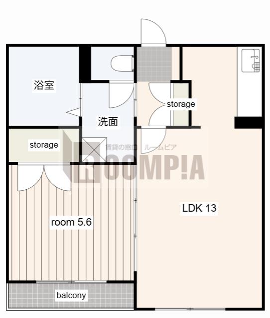 アクアリオ(1LDK/2階)の間取り写真