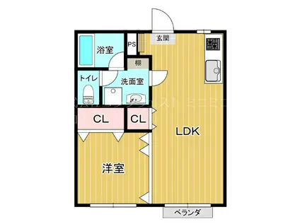 ピーマンハイツ(1LDK/2階)の間取り写真