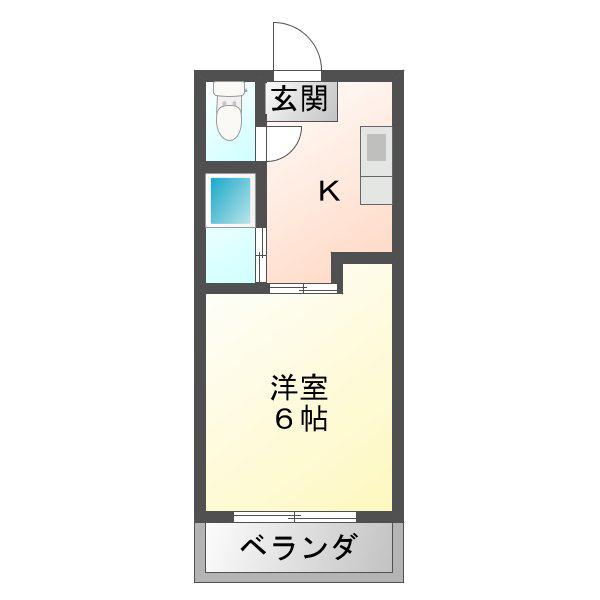 ヴィラージュ市野井(1K/2階)の間取り写真