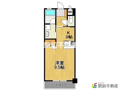 レジデンス蔵上(1K/4階)の間取り写真