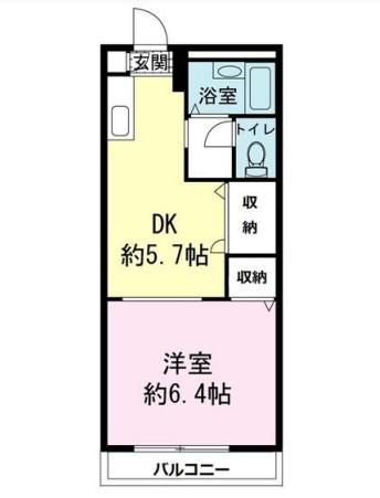 ヴィラソルデ(1DK/2階)の間取り写真