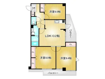 アメニティ東桜(3LDK/6階)の間取り写真