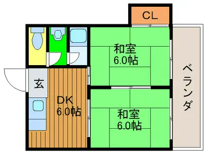 プチローゼ大野(2DK/4階)の間取り写真