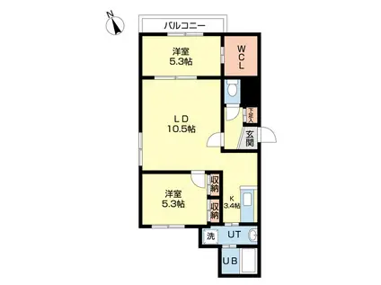レガリア澄川(2LDK/2階)の間取り写真