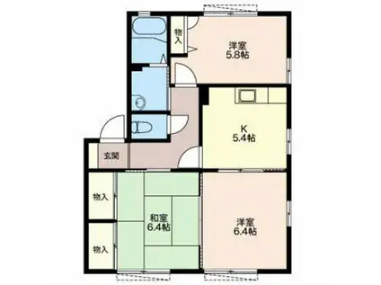 ラ・コリーナB(3K/1階)の間取り写真