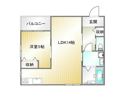 門口町 (1LDK/2階)の間取り写真
