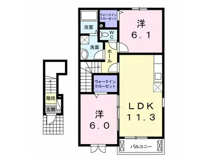 メゾン・ド・ヌーヴォーI(2LDK/2階)の間取り写真