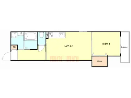 KTIレジデンス西新町(1LDK/1階)の間取り写真