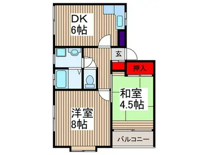 ティハイム寺島(2DK/3階)の間取り写真