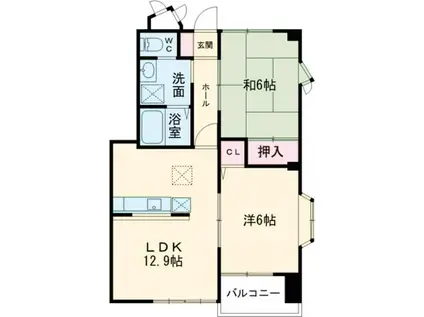 ハイステージ弐番館 A(2LDK/1階)の間取り写真