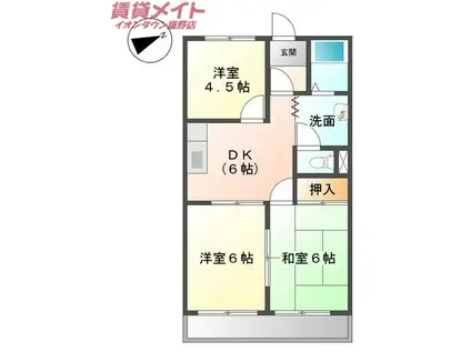 アムールタウン(3DK/1階)の間取り写真