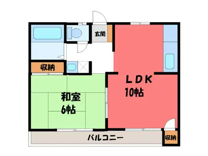 リバティ西片貝(1LDK/2階)の間取り写真