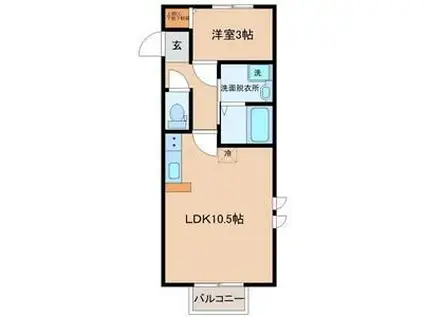 八木山弥生町アパート(1LDK/1階)の間取り写真