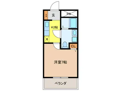 メゾン・サンカレッジ(1K/2階)の間取り写真