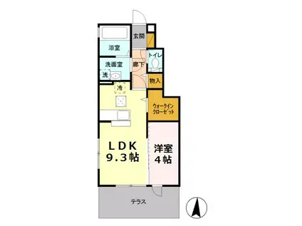 アムール光が丘(1LDK/1階)の間取り写真