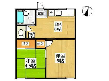 シャレー原宿B棟(2DK/1階)の間取り写真