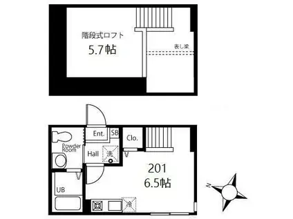 ハーミットクラブハウス神奈川新町II(ワンルーム/1階)の間取り写真