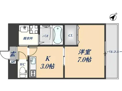 アムール相生(1K/1階)の間取り写真