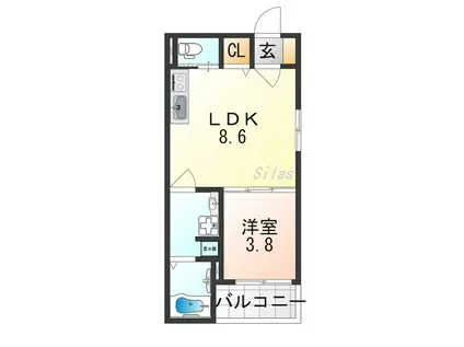 CASA DEL SOL III(1LDK/3階)の間取り写真