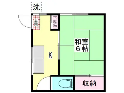 木下荘(1K/2階)の間取り写真