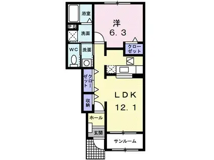 アンリーヴェ(1LDK/1階)の間取り写真