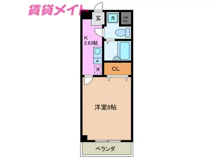 サニーヒルズあい(1K/2階)の間取り写真