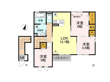 ブルームーン(3LDK/2階)の間取り写真