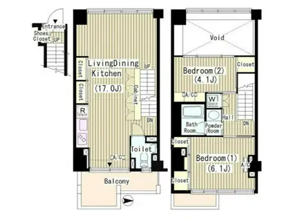 ROKA TERRAZZA(2LDK/5階)の間取り写真