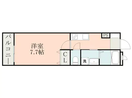 LA-CHIC宇宿(1K/3階)の間取り写真