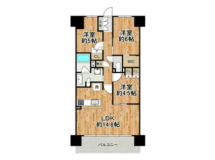 プレサンスロジェ此花シティ(3LDK/1階)の間取り写真