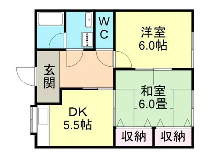 ベルフルール 2(2DK/1階)の間取り写真