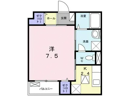 グラン ヴィッセン(1K/1階)の間取り写真